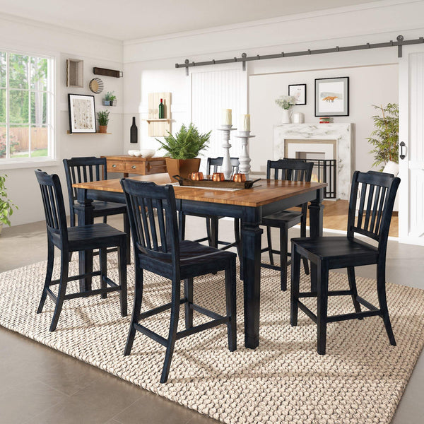 Lea Solid Rubberwood Spindle Back Counter Stools Farmhouse Set of Two