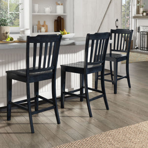 Lea Solid Rubberwood Spindle Back Counter Stools Farmhouse Set of Two