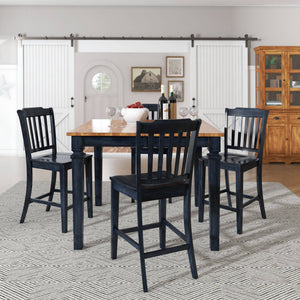 Lea Solid Rubberwood Spindle Back Counter Stools Farmhouse Set of Two