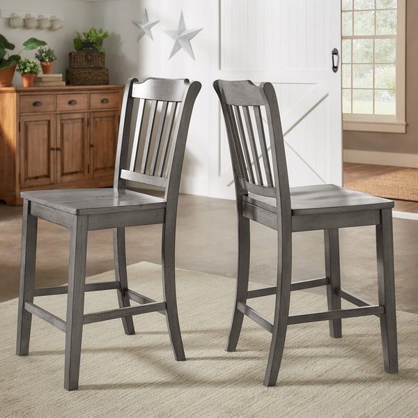 Lea Solid Rubberwood Spindle Back Counter Stools Farmhouse Set of Two