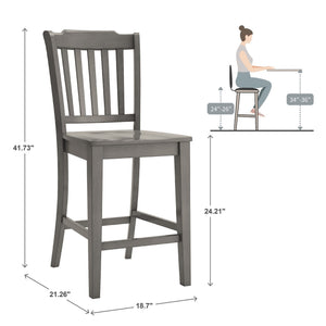 Lea Solid Rubberwood Spindle Back Counter Stools Farmhouse Set of Two