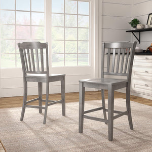 Lea Solid Rubberwood Spindle Back Counter Stools Farmhouse Set of Two