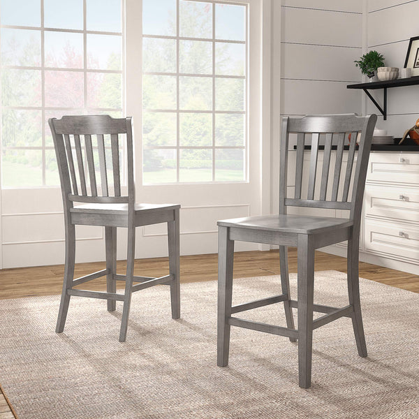 Lea Solid Rubberwood Spindle Back Counter Stools Farmhouse Set of Two