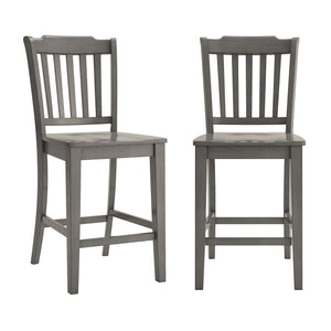 Lea Solid Rubberwood Spindle Back Counter Stools Farmhouse Set of Two
