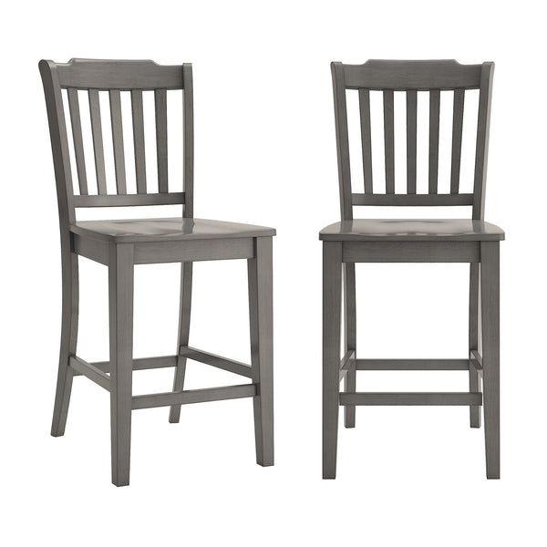 Lea Solid Rubberwood Spindle Back Counter Stools Farmhouse Set of Two
