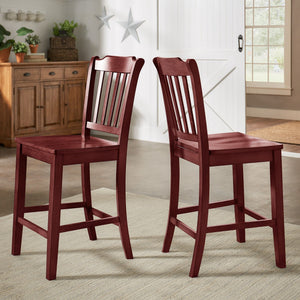 Lea Solid Rubberwood Spindle Back Counter Stools Farmhouse Set of Two