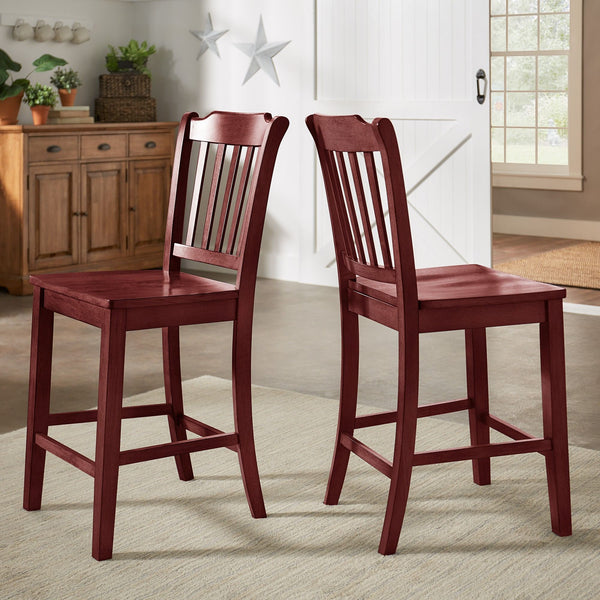 Lea Solid Rubberwood Spindle Back Counter Stools Farmhouse Set of Two