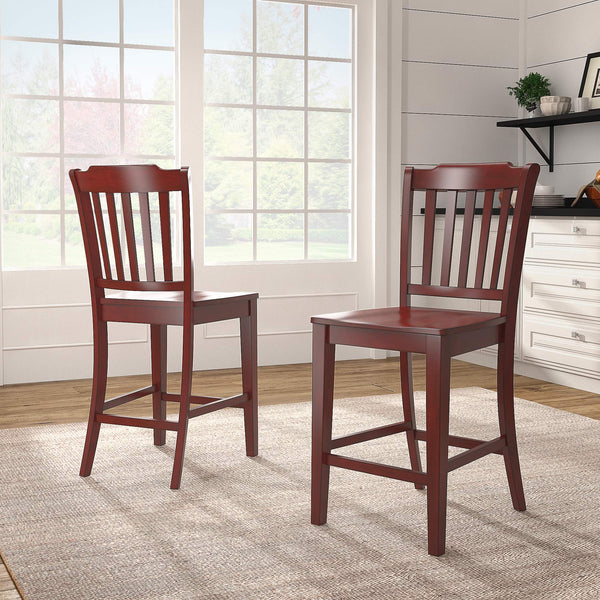 Lea Solid Rubberwood Spindle Back Counter Stools Farmhouse Set of Two