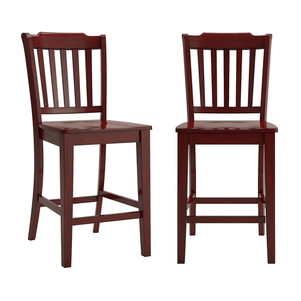 Lea Solid Rubberwood Spindle Back Counter Stools Farmhouse Set of Two