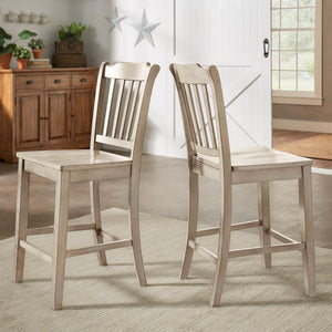 Lea Solid Rubberwood Spindle Back Counter Stools Farmhouse Set of Two