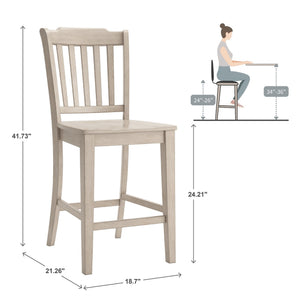 Lea Solid Rubberwood Spindle Back Counter Stools Farmhouse Set of Two