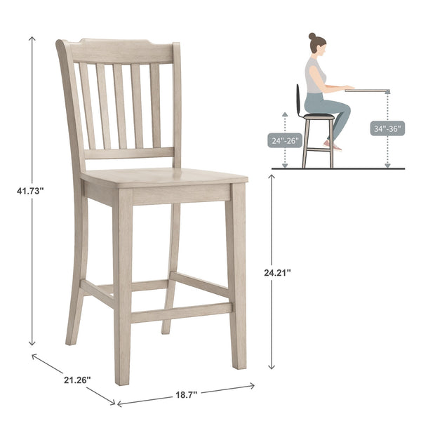 Lea Solid Rubberwood Spindle Back Counter Stools Farmhouse Set of Two
