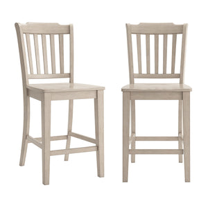 Lea Solid Rubberwood Spindle Back Counter Stools Farmhouse Set of Two