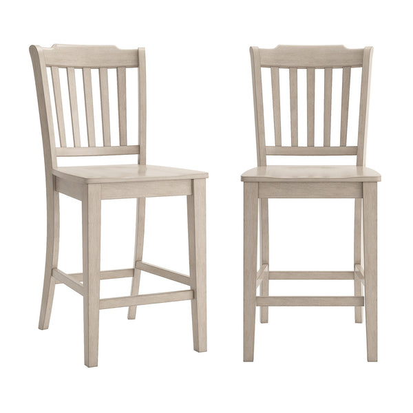 Lea Solid Rubberwood Spindle Back Counter Stools Farmhouse Set of Two