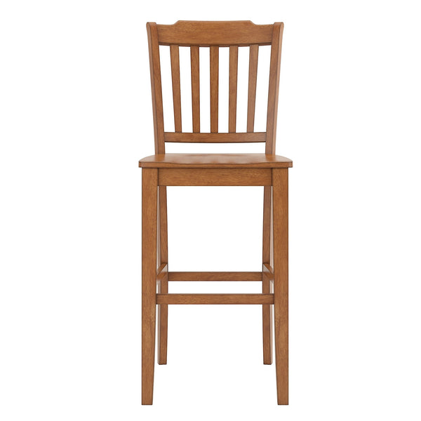 Homelegance Lea Rubberwood Spindle Back Bar Stools Farmhouse Set of Two for Kitchen Islands Oak 530C5-29AK