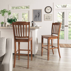 Lea Rubberwood Spindle Back Bar Stools Farmhouse Set of Two for Kitchen Islands