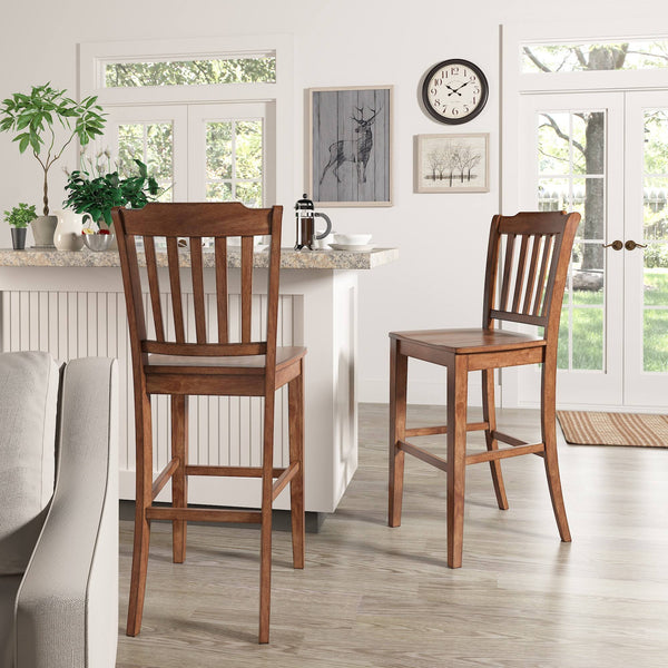 Lea Rubberwood Spindle Back Bar Stools Farmhouse Set of Two for Kitchen Islands