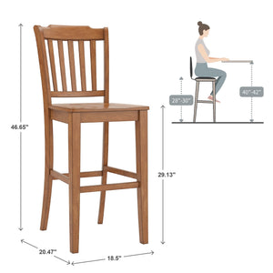 Lea Rubberwood Spindle Back Bar Stools Farmhouse Set of Two for Kitchen Islands