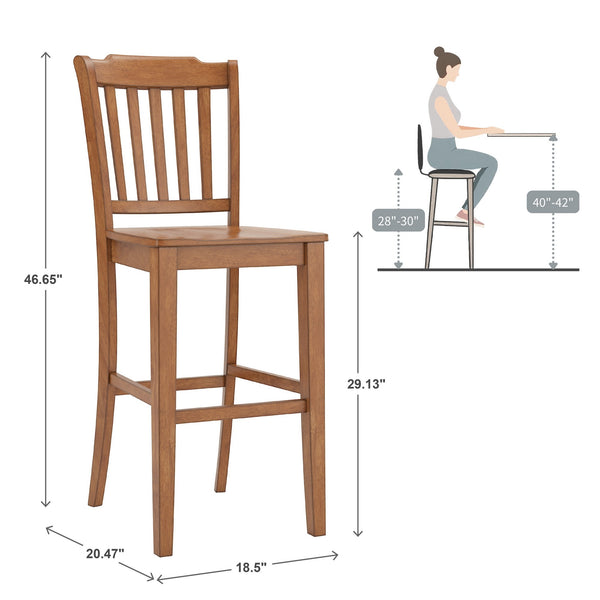 Lea Rubberwood Spindle Back Bar Stools Farmhouse Set of Two for Kitchen Islands