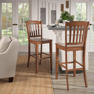 Lea Rubberwood Spindle Back Bar Stools Farmhouse Set of Two for Kitchen Islands