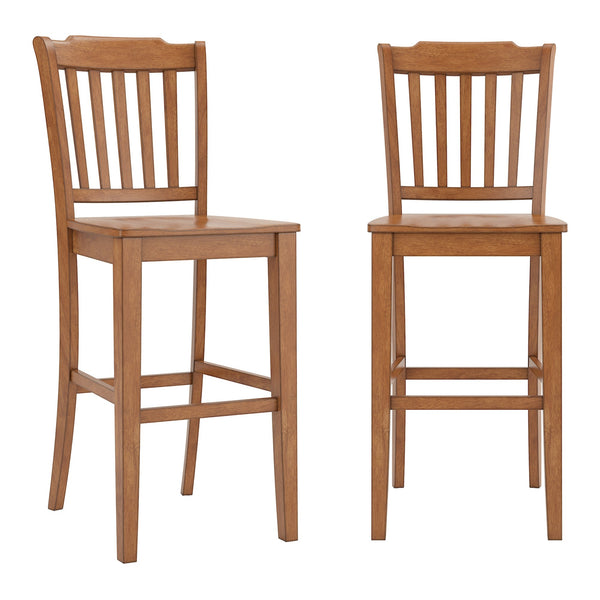 Lea Rubberwood Spindle Back Bar Stools Farmhouse Set of Two for Kitchen Islands
