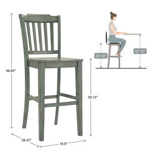 Lea Rubberwood Spindle Back Bar Stools Farmhouse Set of Two for Kitchen Islands