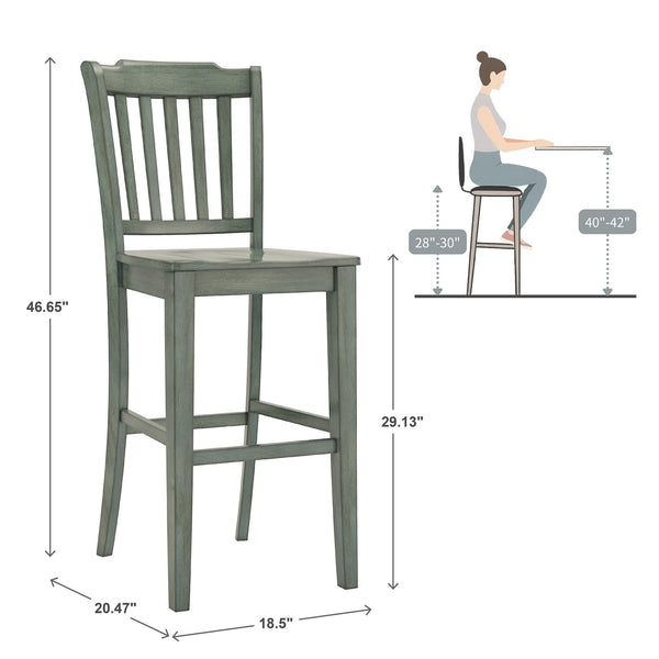 Lea Rubberwood Spindle Back Bar Stools Farmhouse Set of Two for Kitchen Islands