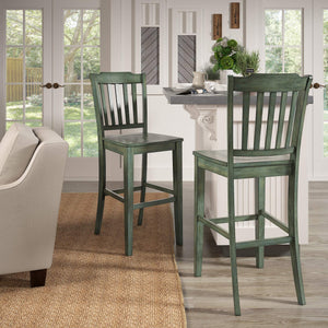 Lea Rubberwood Spindle Back Bar Stools Farmhouse Set of Two for Kitchen Islands