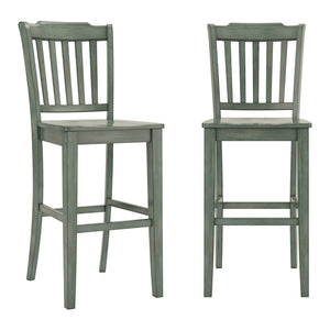 Lea Rubberwood Spindle Back Bar Stools Farmhouse Set of Two for Kitchen Islands