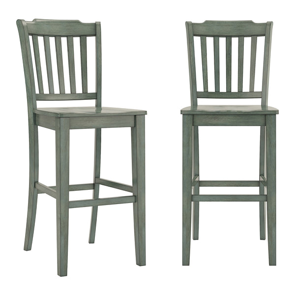 Lea Rubberwood Spindle Back Bar Stools Farmhouse Set of Two for Kitchen Islands