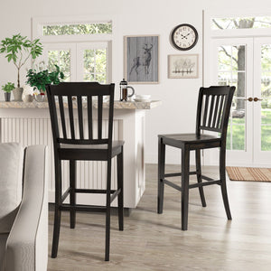 Lea Rubberwood Spindle Back Bar Stools Farmhouse Set of Two for Kitchen Islands
