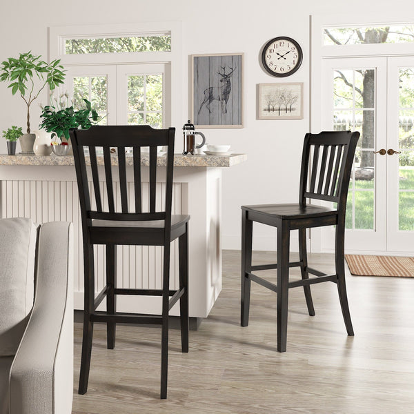 Lea Rubberwood Spindle Back Bar Stools Farmhouse Set of Two for Kitchen Islands