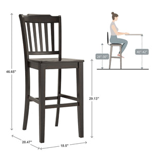 Lea Rubberwood Spindle Back Bar Stools Farmhouse Set of Two for Kitchen Islands