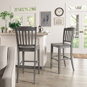 Lea Rubberwood Spindle Back Bar Stools Farmhouse Set of Two for Kitchen Islands