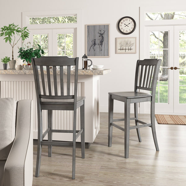 Lea Rubberwood Spindle Back Bar Stools Farmhouse Set of Two for Kitchen Islands
