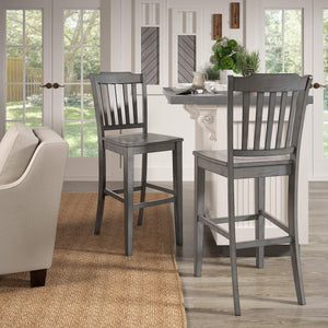 Lea Rubberwood Spindle Back Bar Stools Farmhouse Set of Two for Kitchen Islands