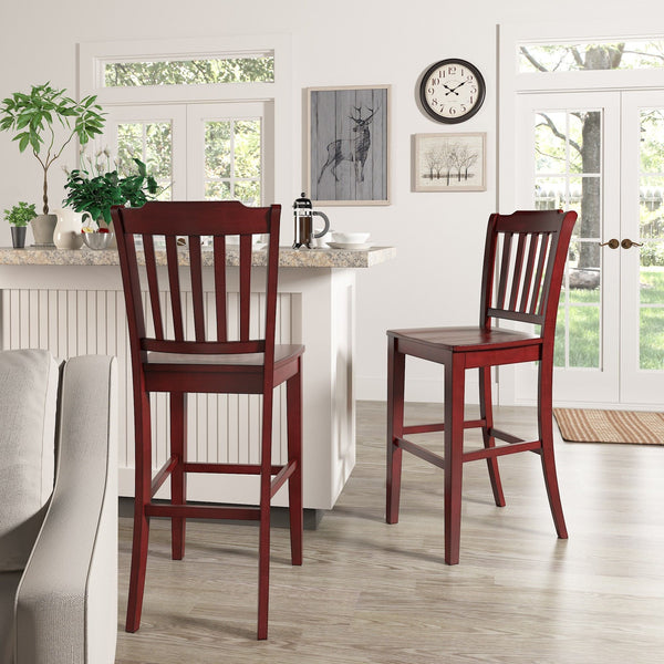 Lea Rubberwood Spindle Back Bar Stools Farmhouse Set of Two for Kitchen Islands