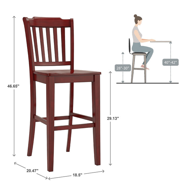 Lea Rubberwood Spindle Back Bar Stools Farmhouse Set of Two for Kitchen Islands
