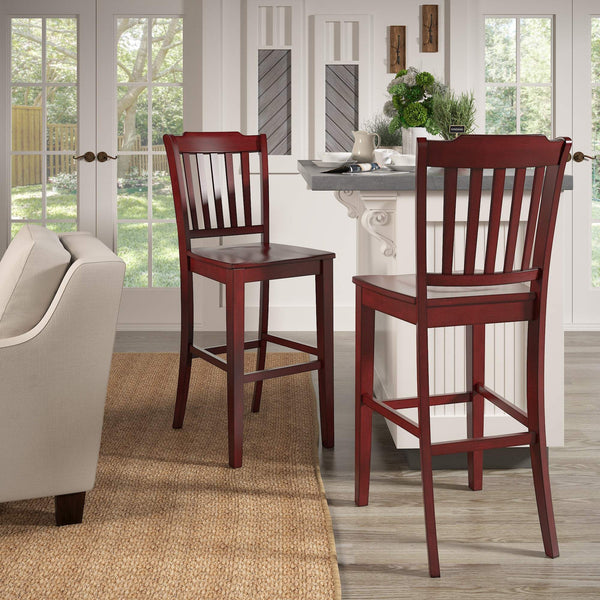 Lea Rubberwood Spindle Back Bar Stools Farmhouse Set of Two for Kitchen Islands