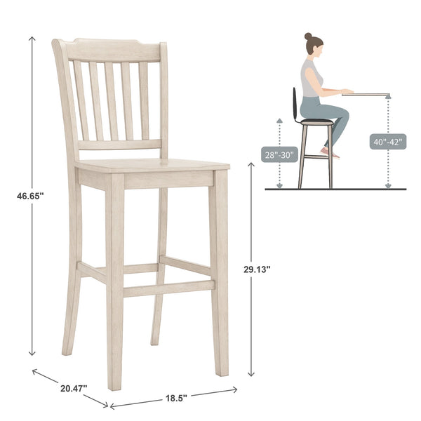 Lea Rubberwood Spindle Back Bar Stools Farmhouse Set of Two for Kitchen Islands