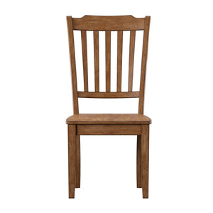 Homelegance Lea Rubberwood Spindle Back Dining Chairs Set of Two Farmhouse Style Contoured Seat Oak 530C5-AK(3A)
