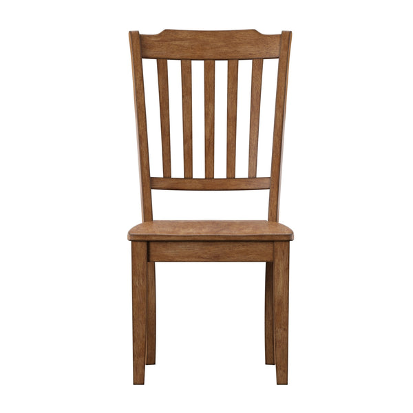 Homelegance Lea Rubberwood Spindle Back Dining Chairs Set of Two Farmhouse Style Contoured Seat Oak 530C5-AK(3A)