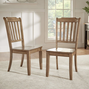 Lea Rubberwood Spindle Back Dining Chairs Set of Two Farmhouse Style Contoured Seat