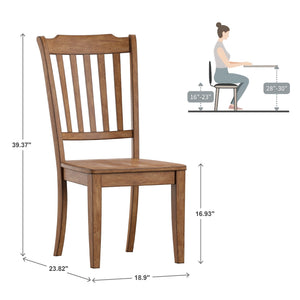 Lea Rubberwood Spindle Back Dining Chairs Set of Two Farmhouse Style Contoured Seat