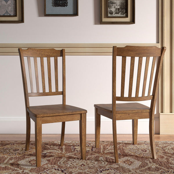 Lea Rubberwood Spindle Back Dining Chairs Set of Two Farmhouse Style Contoured Seat