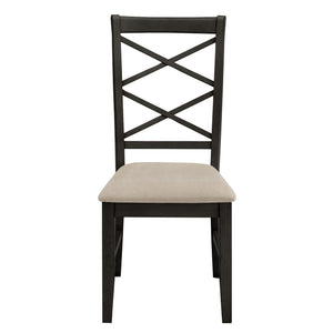 Homelegance Lea Solid Rubberwood Cross-back Dining Chair Set with Foam Cushioned Seats Antique Black / Sand 530C7-BK