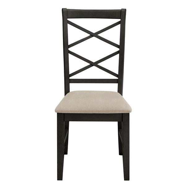 Homelegance Lea Solid Rubberwood Cross-back Dining Chair Set with Foam Cushioned Seats Antique Black / Sand 530C7-BK
