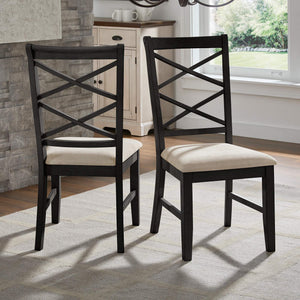 Lea Solid Rubberwood Cross-back Dining Chair Set with Foam Cushioned Seats