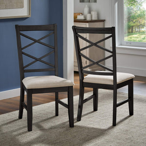 Lea Solid Rubberwood Cross-back Dining Chair Set with Foam Cushioned Seats