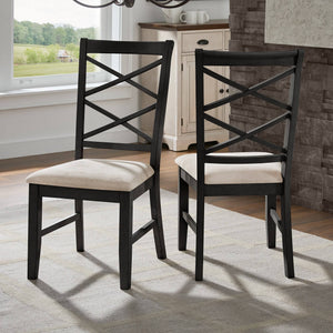 Lea Solid Rubberwood Cross-back Dining Chair Set with Foam Cushioned Seats